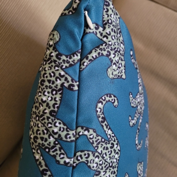 Leopard Parade - Olive Green on Deep Teal Turquoise 20" Square Pillow - Picture 3 of 4